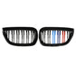 Gloss Black+M Color Dual Slat Front Kidney Grill For 03-07 BMW E81 E87 1 Series