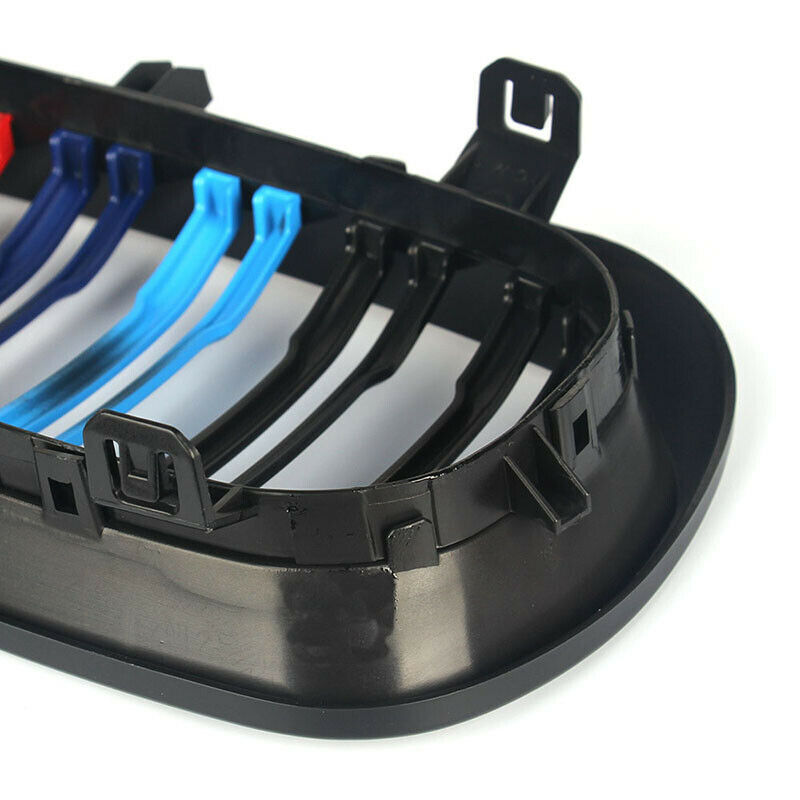 Gloss Black+M Color Dual Slat Front Kidney Grill For 03-07 BMW E81 E87 1 Series