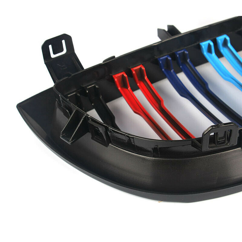 Gloss Black+M Color Dual Slat Front Kidney Grill For 03-07 BMW E81 E87 1 Series