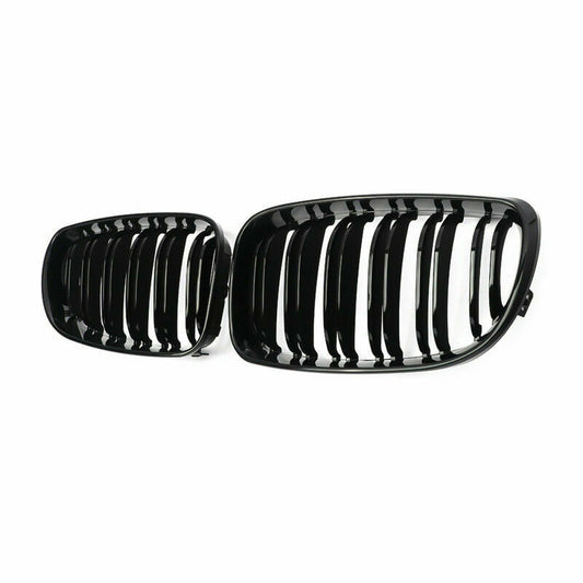 For 08-13 BMW E81 E82 E87 E88 1 Series Kidney Grill Grille Gloss Black Dual Slat