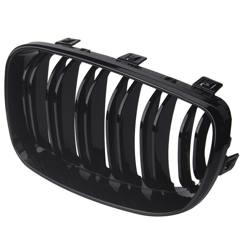 For 08-13 BMW E81 E82 E87 E88 1 Series Kidney Grill Grille Gloss Black Dual Slat
