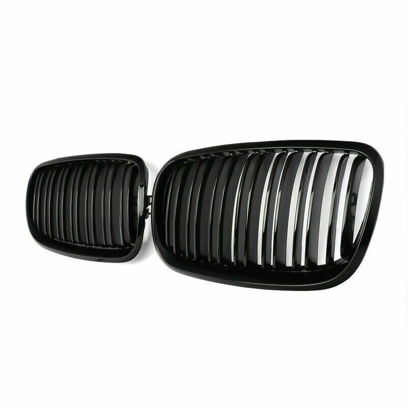 FRONT GLOSS BLACK BUMPER KIDNEY GRILLS GRILLES FOR BMW E70 E71 X5 X6 2007-2013