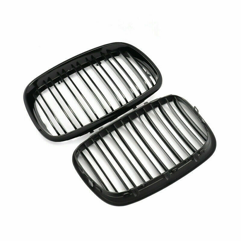 FRONT GLOSS BLACK BUMPER KIDNEY GRILLS GRILLES FOR BMW E70 E71 X5 X6 2007-2013