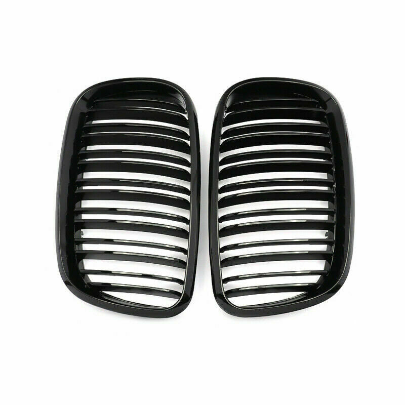 FRONT GLOSS BLACK BUMPER KIDNEY GRILLS GRILLES FOR BMW E70 E71 X5 X6 2007-2013