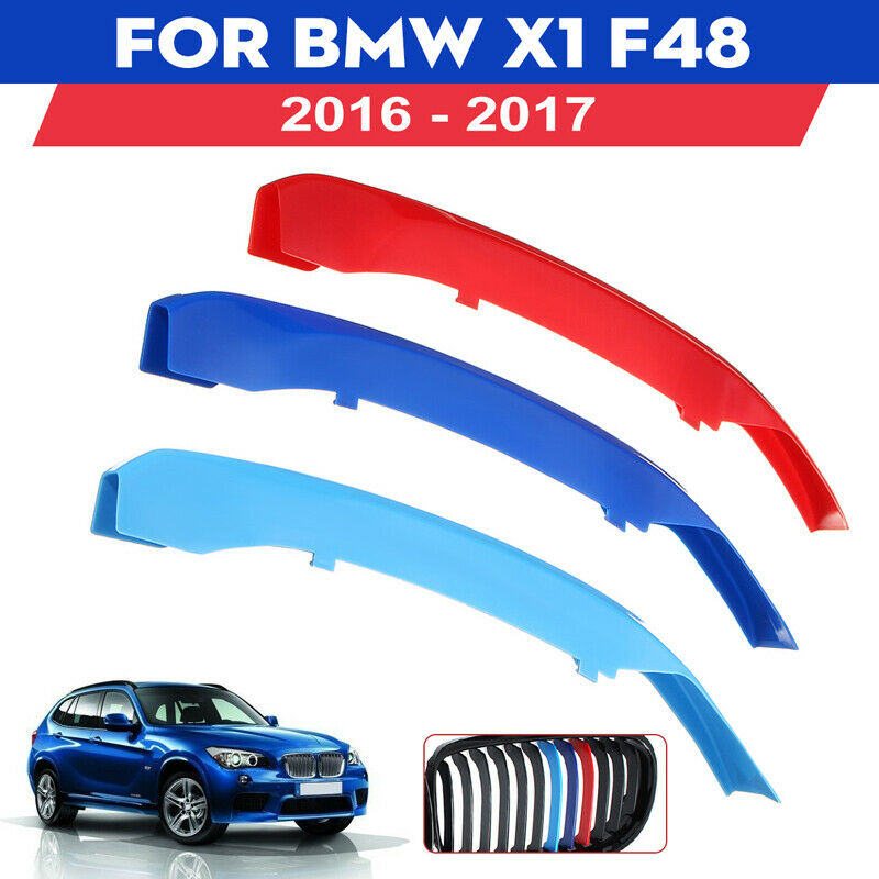 M-Color 7 Bars Front Kidney Grill Grille Cover Clips Strips for BMW X1 F48 15-19