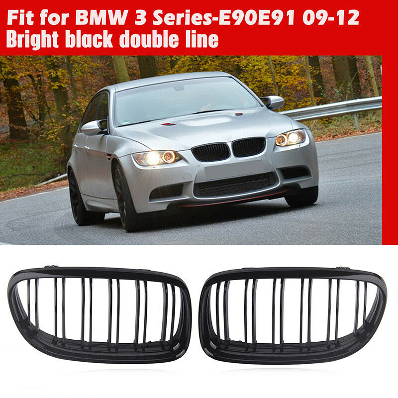 Car Kidney Grill Grille Gloss Black M Style For BMW E90 E91 3 Series 2009-12 LCI