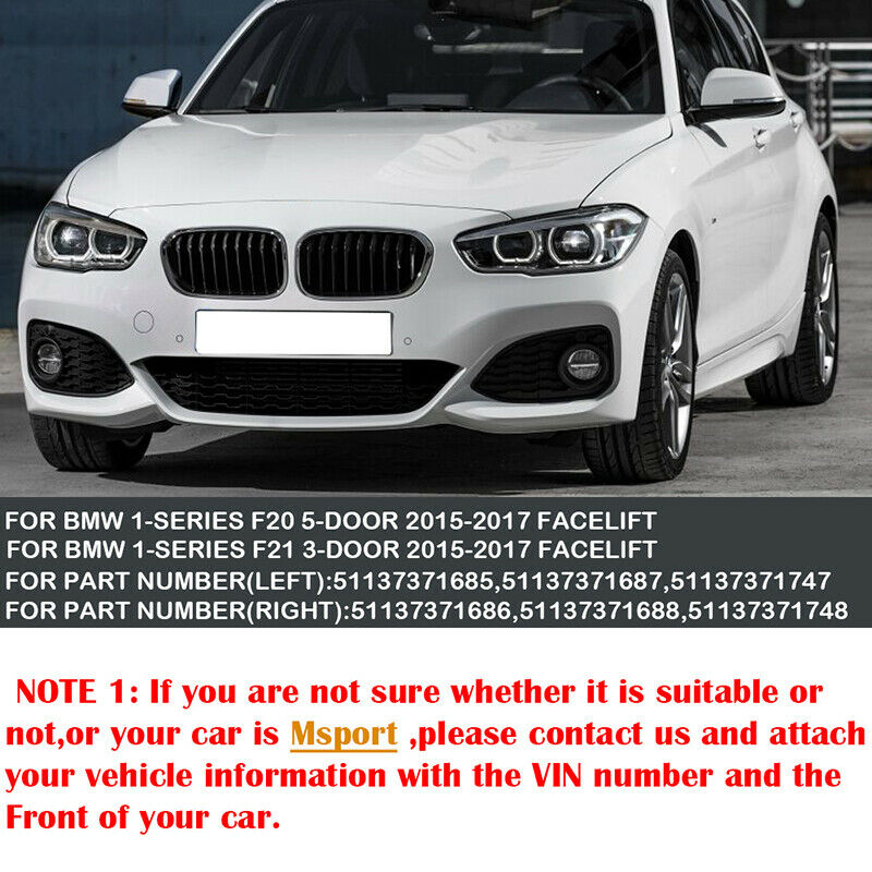 Gloss Black Front Kidney Grill Grille For BMW F20 F21 1 Series 15-18 Twin Bar