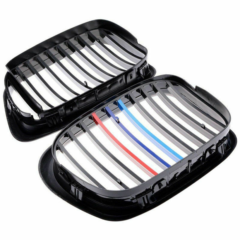2x M Color Kidney Grille Grill Cover Fit For BMW E39 Facelift 5 Series 1997-2003