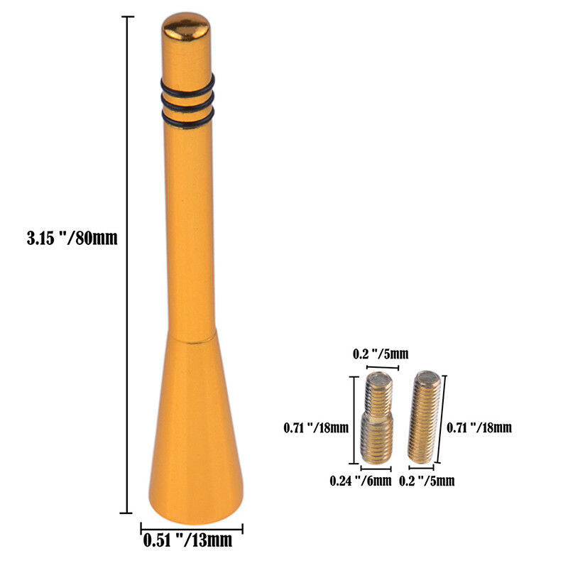 Car Short Stubby Aerial Bee Sting Mast Antenna Roof Screw Decor Aluminum Gold