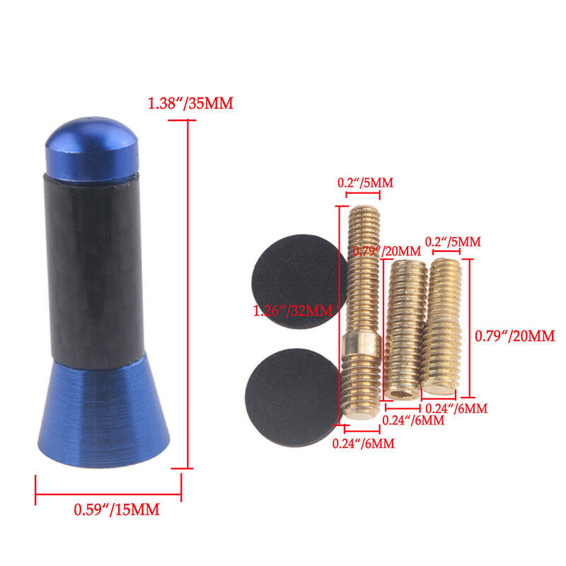 CAR BEE-STING STUBBY SHORT BLUE CARBON FIBRE AERIAL ARIEL ARIAL MAST ANTENNA