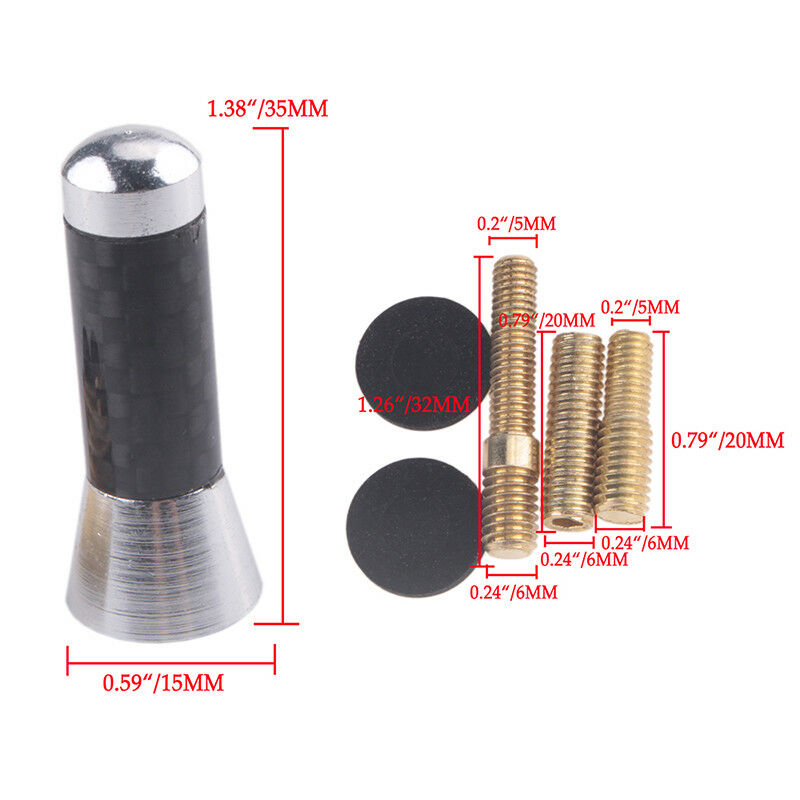 CAR BEE-STING STUBBY SHORT SILVER CARBON FIBRE AERIAL ARIEL ARIAL MAST ANTENNA