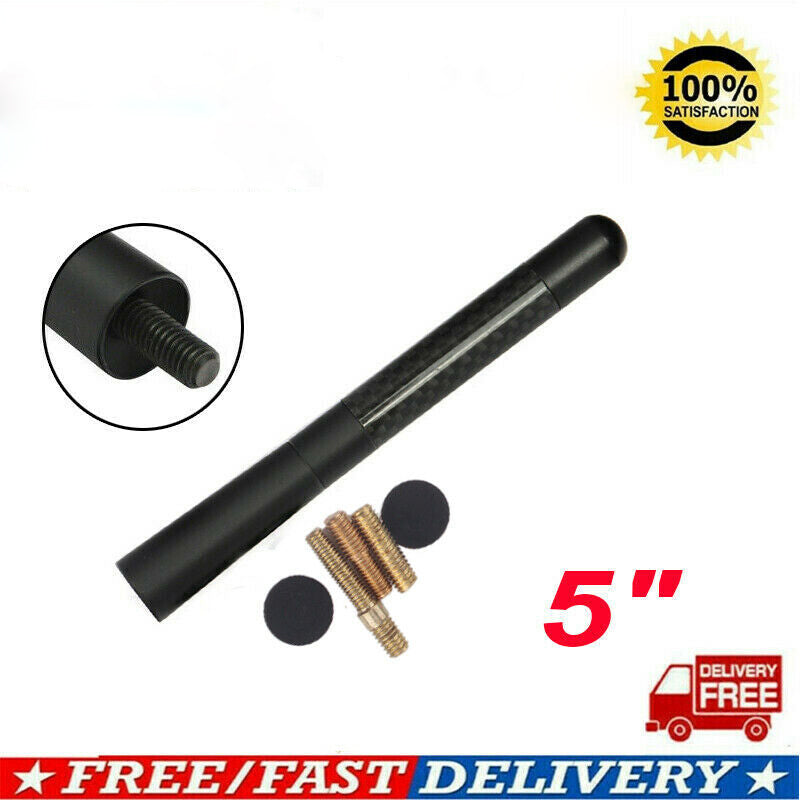 Universal Car Bee-sting Stubby Black Carbon Fibre Aerial Ariel Arial AMFM 12CM