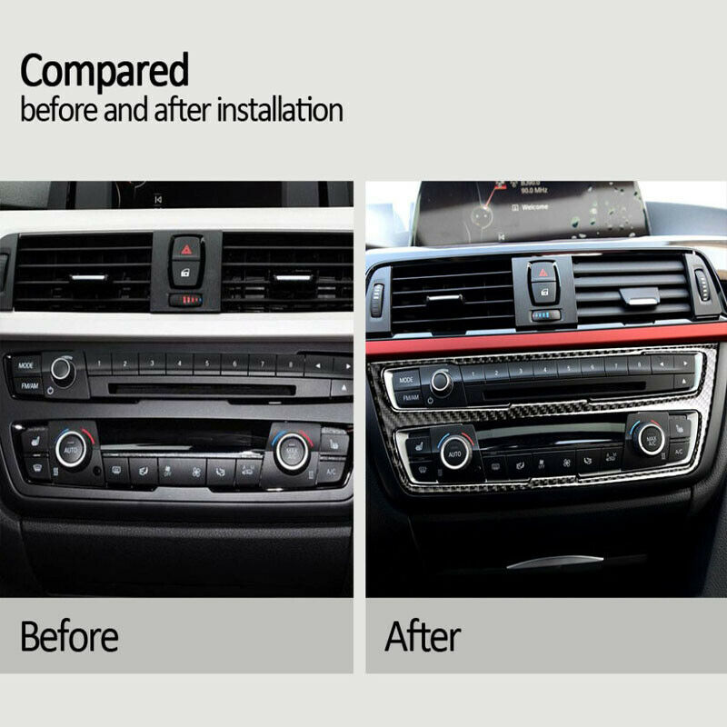 Real Carbon Fiber CD Control Panel Trim Decor For BMW 3 4 Series F30 F34