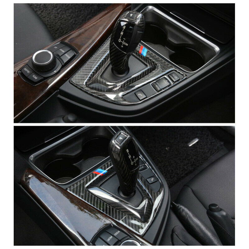 Carbon Fiber Trim Frame For BMW F30 F35 3 4 Series Gear Shift Knob Panel Cover A