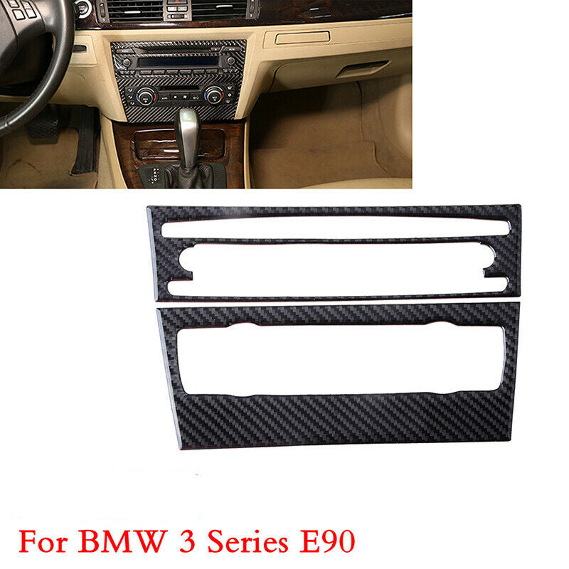 Carbon Fiber Console CD&AC Panel Cover Trim For BMW 3 Series E90 E92 2005-12 UK
