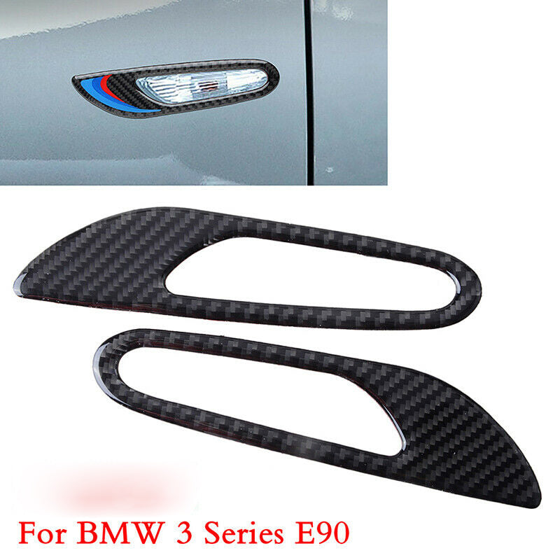 2x Real Carbon Fiber Side Fender Panel Cover Trim fits BMW E90 E92 2005-2012 UK