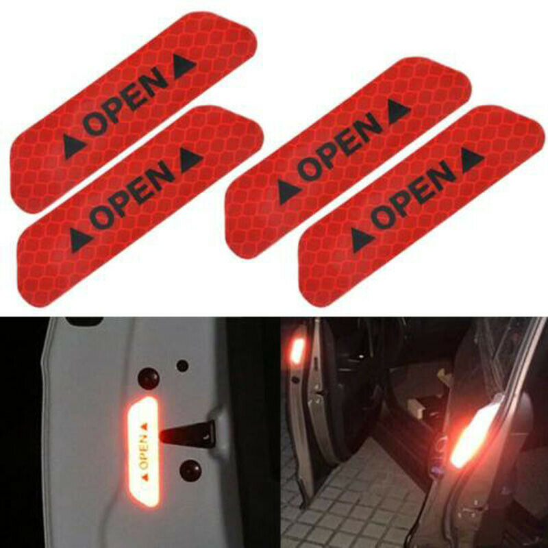 4Pcs Universal Car Door Open Sticker Reflective Tape Safety Warning Decal UK