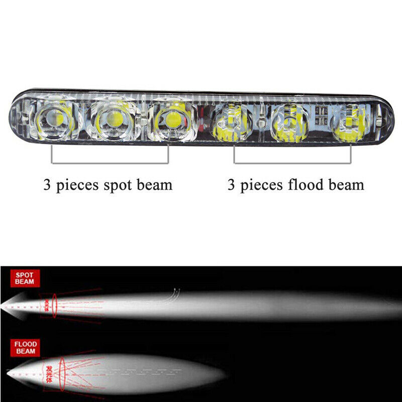 6 LED Daytime Running Lights Car Driving DRL Fog Lamp Light 12V Super White UK E