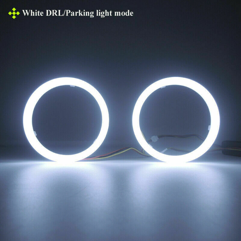 LED Headlight Rings Halo Angel Eyes White + Amber Indicator DRL Switchback