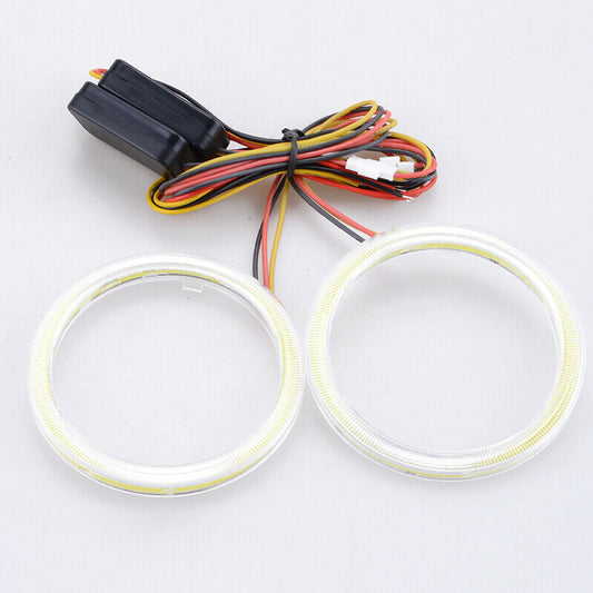 LED Headlight Rings Halo Angel Eyes White + Amber Indicator DRL Switchback