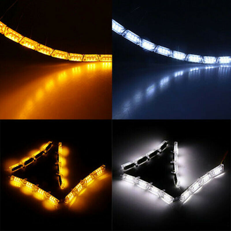 2x Crystal Switchback Flowing LED Strip Light Sequential Turn Signal DRL light