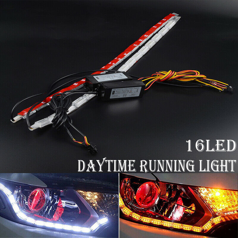 2x Crystal Switchback Flowing LED Strip Light Sequential Turn Signal DRL light