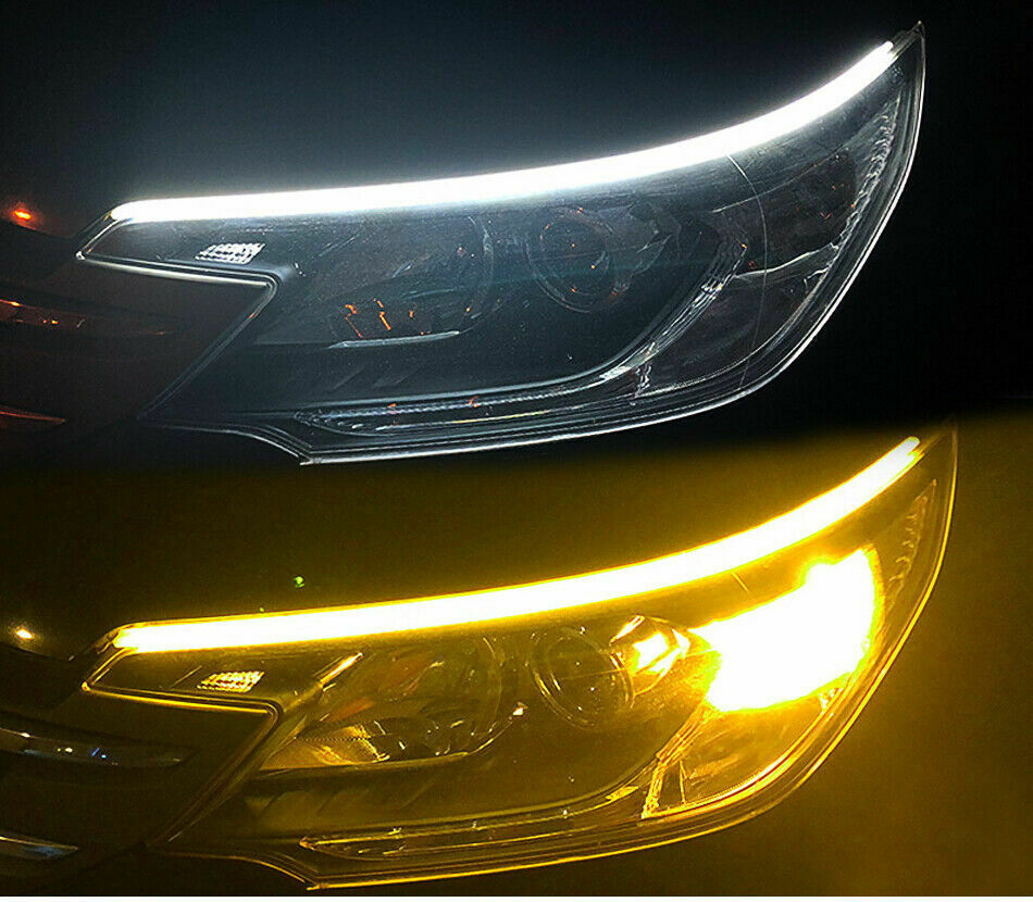 2xSequential LED Strip Turn Signal Indicator DRL Daytime Running Light for Auto
