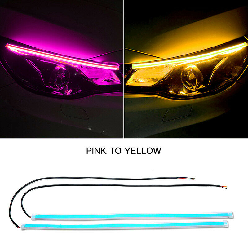 2xSequential LED Strip Turn Signal Indicator DRL Daytime Running Light for Auto