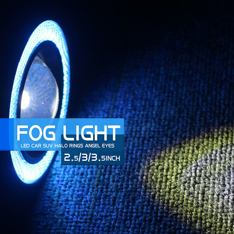 Angel Eyes Halo Auto Car Fog Lights Lamp Projector DRL COB LED Bulbs Universal