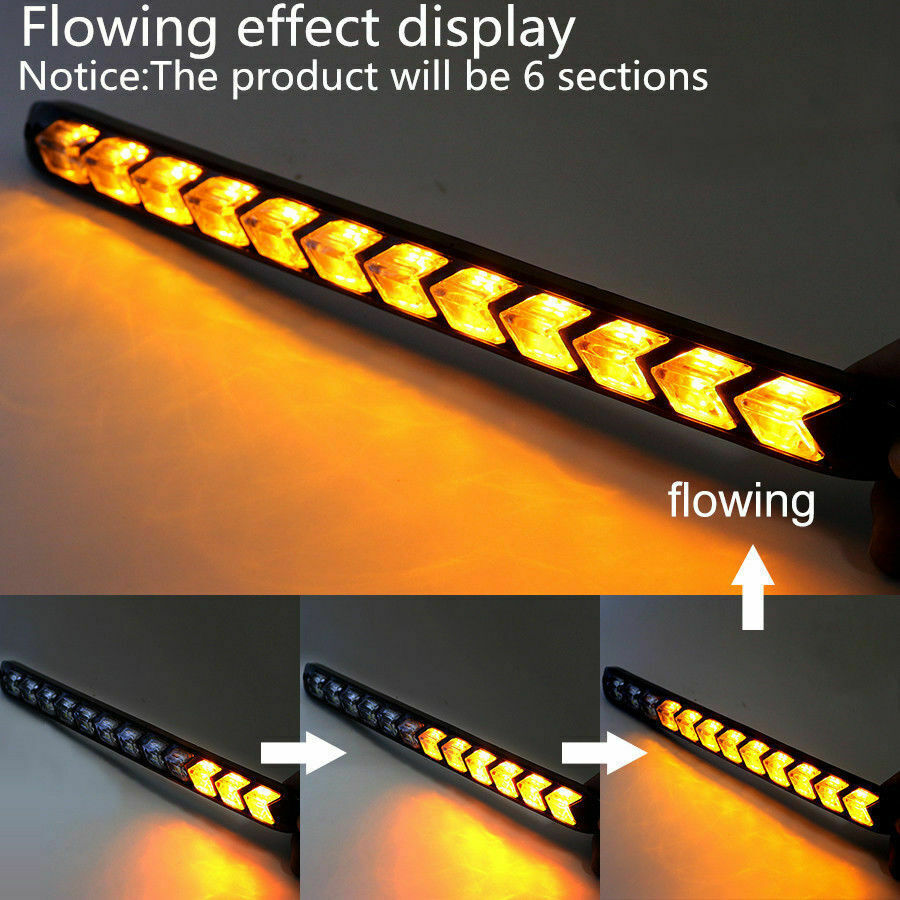 Set 12LED Car Truck DRL LED Light Bar Brake Flowing Turn Signal Stop Tail Strip