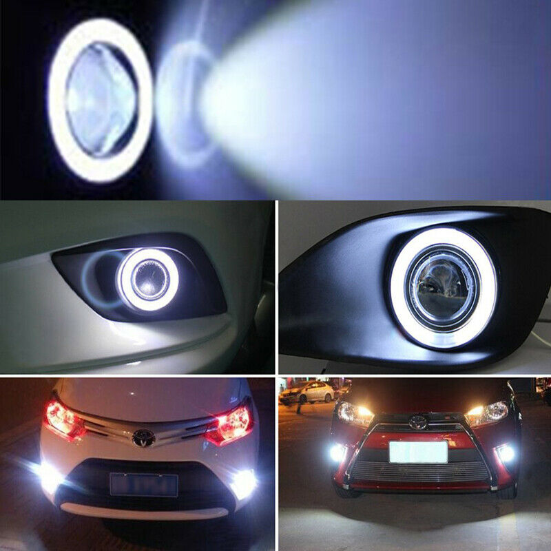 64/76/89mm Angel Eyes Halo Car Fog Lights Lamp Projector DRL COB LED Bulbs UK 2X