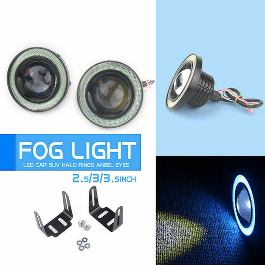 64/76/89mm Angel Eyes Halo Car Fog Lights Lamp Projector DRL COB LED Bulbs UK 2X