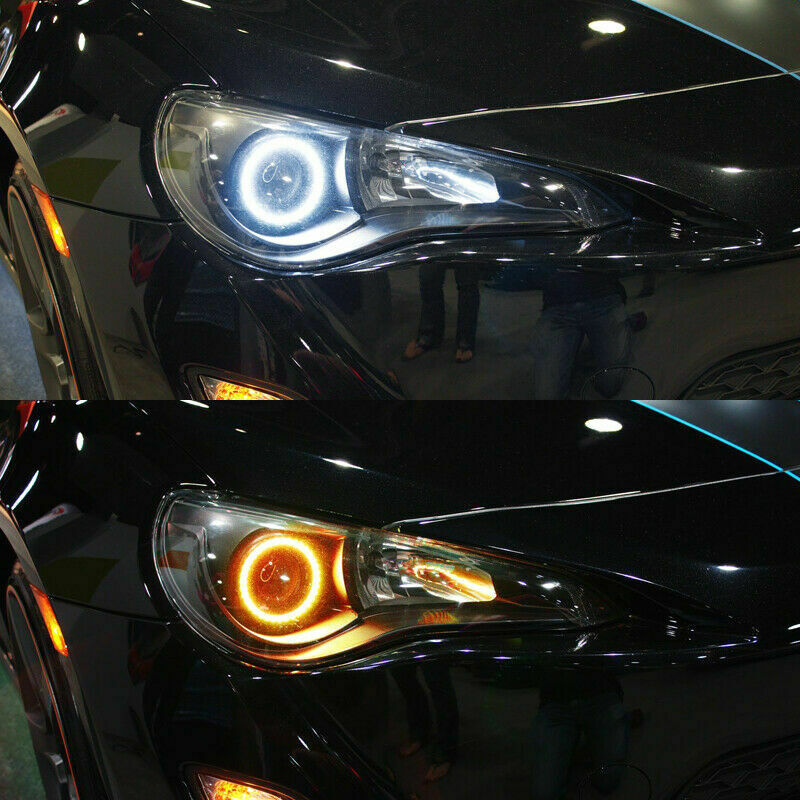 80CM LED Headlight Rings Halo Angel Eyes White + Amber Indicator DRL Switchback