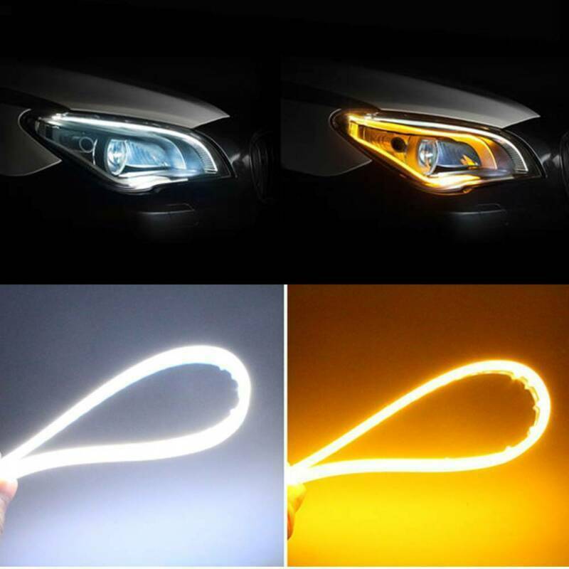 Pair Ultra Thin DRL Car Tube LED Strip Daytime Running Light Headlight UK e1