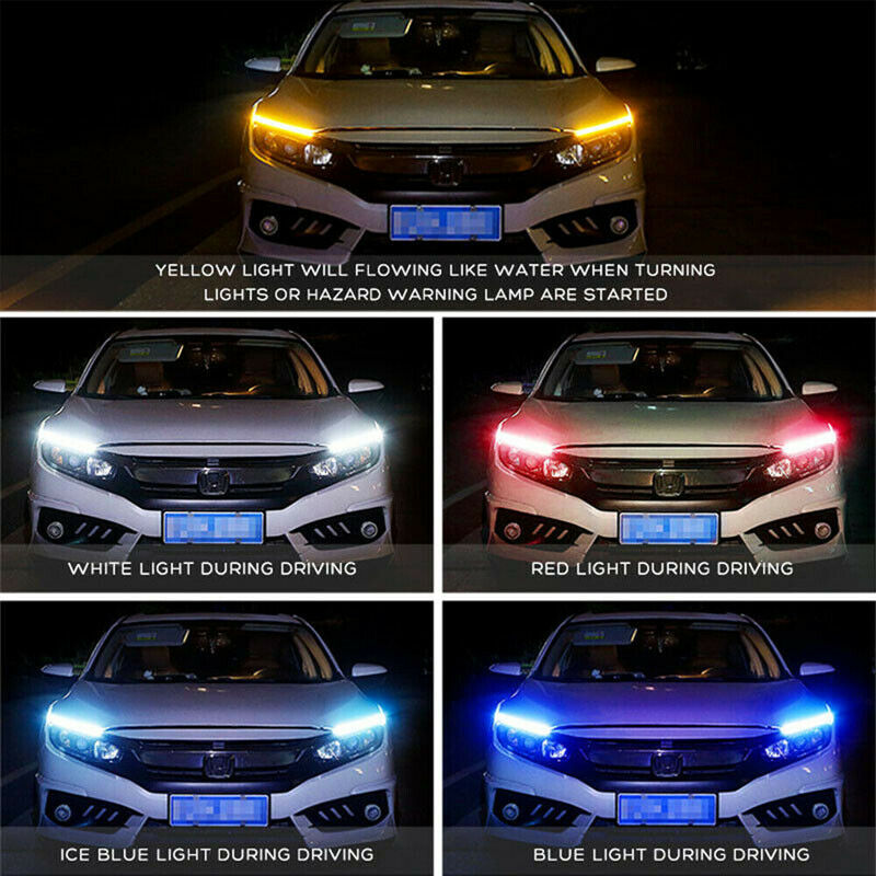 Pair Ultra Thin DRL Car Tube LED Strip Daytime Running Light Headlight UK e1