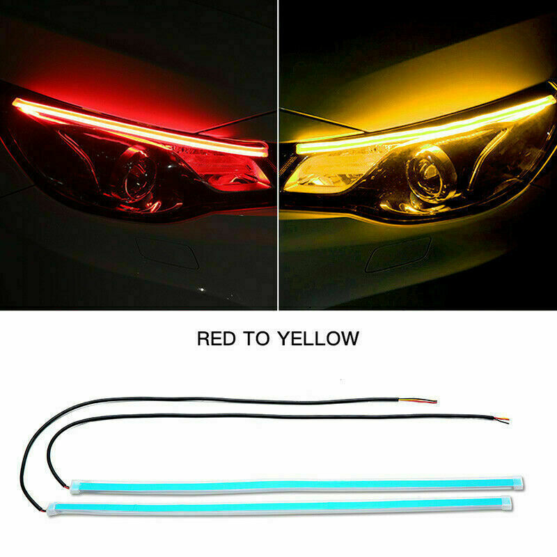 Pair Ultra Thin DRL Car Tube LED Strip Daytime Running Light Headlight UK e1