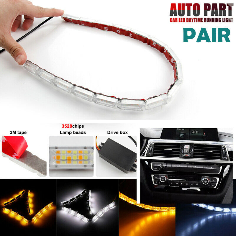 16LED flexional Car Flexible LED Strip Light DRL Sequential Turn Signal Lamp a3