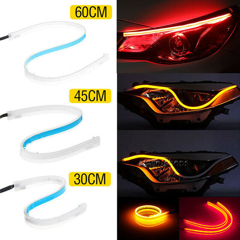 2 x Car LED DRL Daytime Running Light Flexible Tube Strip Red Blue Yellow White