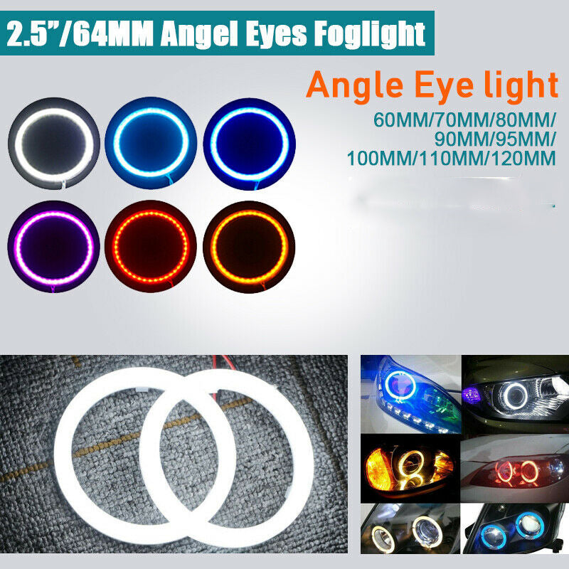 60-120mm COB LED Headlight Rings Halo Angel Eyes Fog Light Daytime Running AE01