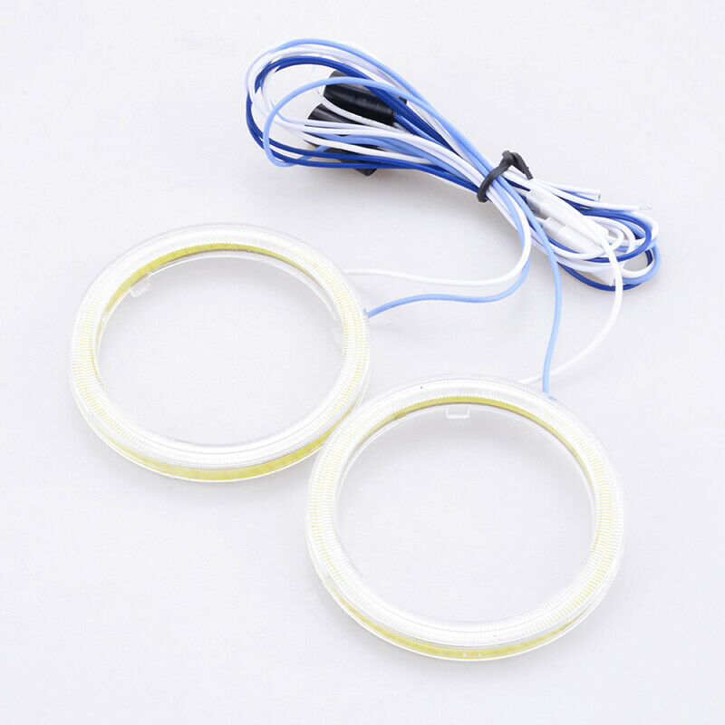 1 Pair Angel Eyes 80MM LED COB Chip Car Headlight Halo Ring Light DRL Fog Lamps