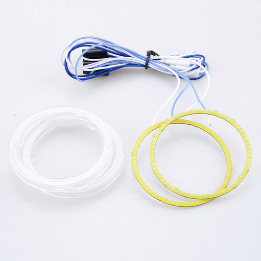 1 Pair Angel Eyes 80MM LED COB Chip Car Headlight Halo Ring Light DRL Fog Lamps
