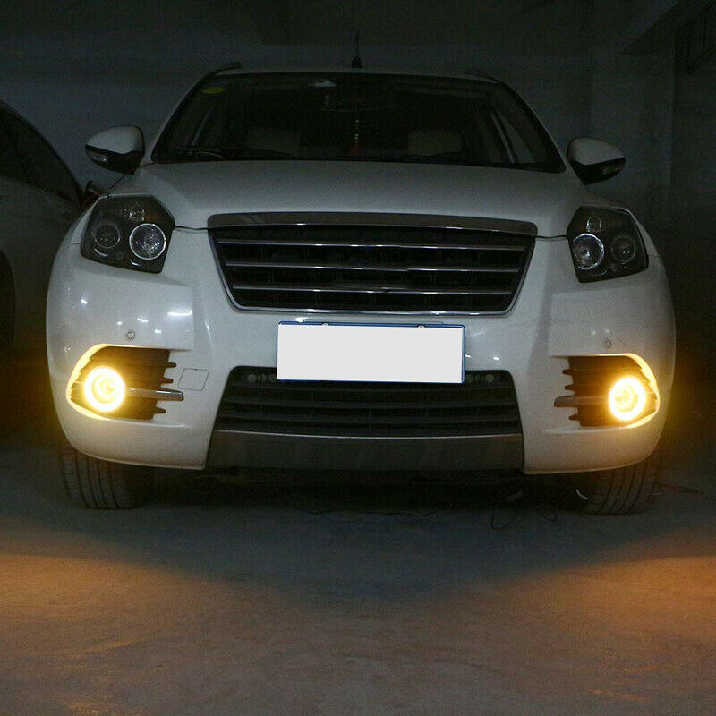 60/70/80MM White+Amber Switchback 102SMD Halo Ring Angel Eyes LED Lights 12V