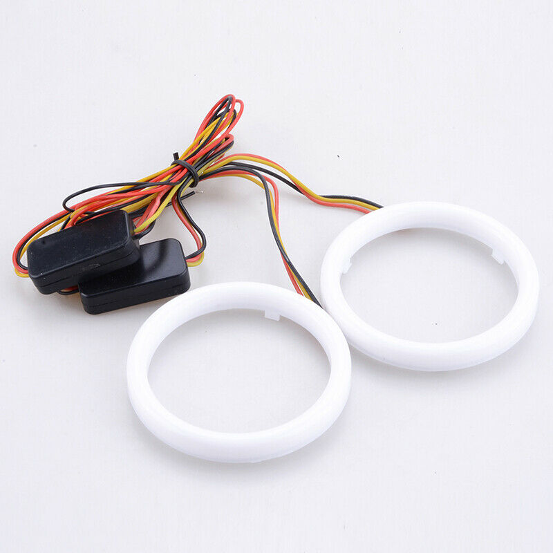 60/70/80MM White+Amber Switchback 102SMD Halo Ring Angel Eyes LED Lights 12V