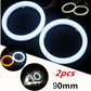 2X Angel Eyes 60-120MM COB Car Headlight Halo Ring White DRL Amber Turn Light