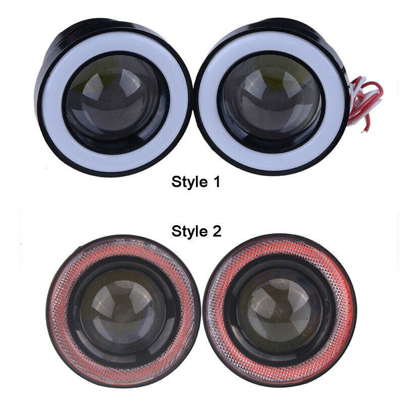 2pcs 2.5'' COB LED Angel Eyes Car DRL Fog Light Lens Projector Halo Fog Lamp