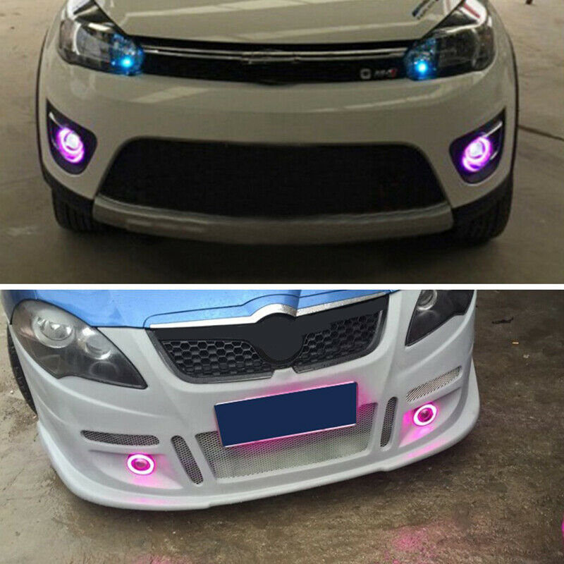 2pcs 2.5'' COB LED Angel Eyes Car DRL Fog Light Lens Projector Halo Fog Lamp