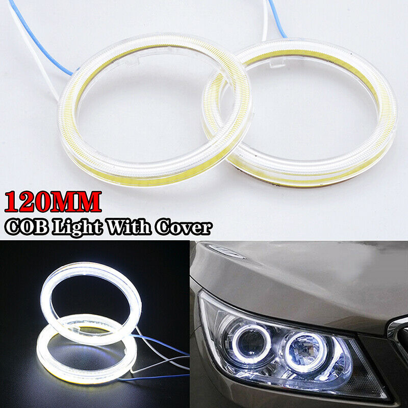 120mm White Universal Car DRL COB Angel Eyes Halo Ring Fog Headlight Lamp Light