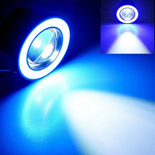 64-89mm Angel Eyes Halo Car Fog Lights Lamp Projector DRL COB LED Bulbs White AE