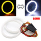 2x 60mm Angel Eyes COB Car Headlight Halo Ring White DRL Amber Turn Light 6000K