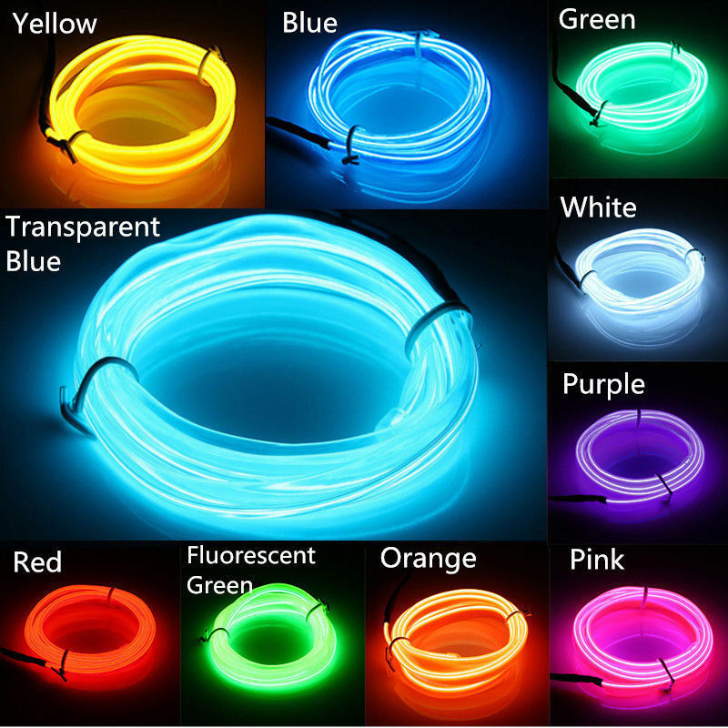 1/3/5m Cigarette Lighter EL Wire Neon LED Lights Xmas Glow String Strip Rope